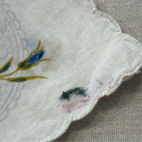 Vintage Floral Handkerchief Set of 3 in Blue and White - Picture 8 of 12